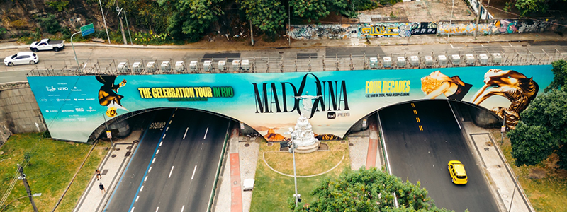 Madonna's historic show advertised with giant panel in Rio tunnel